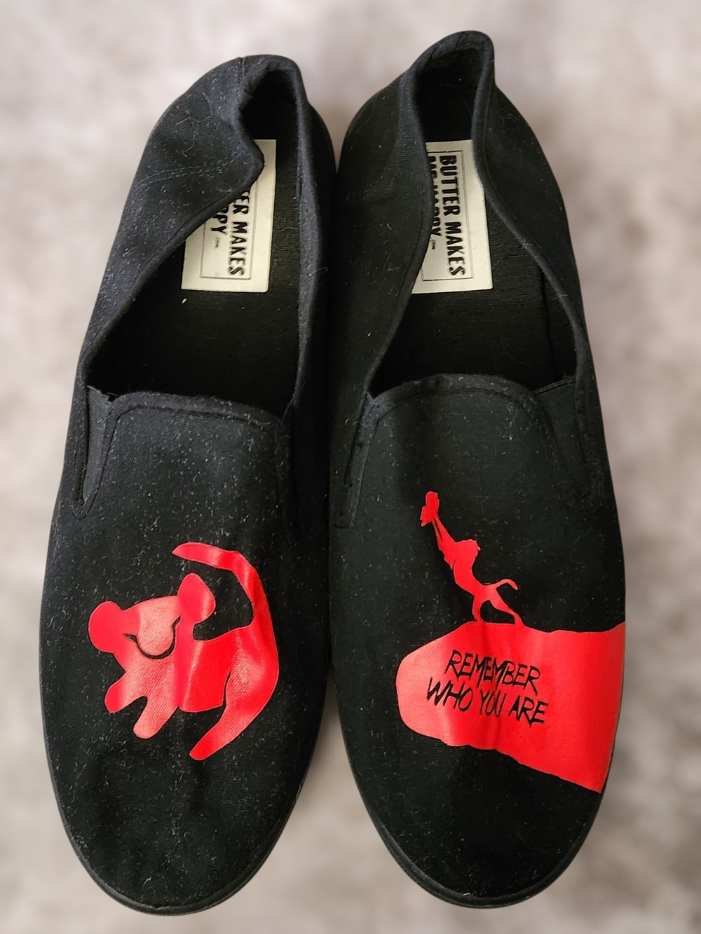 Black Kids Slip-On Shoes with Red Lion Graphic - Remember Who You Are